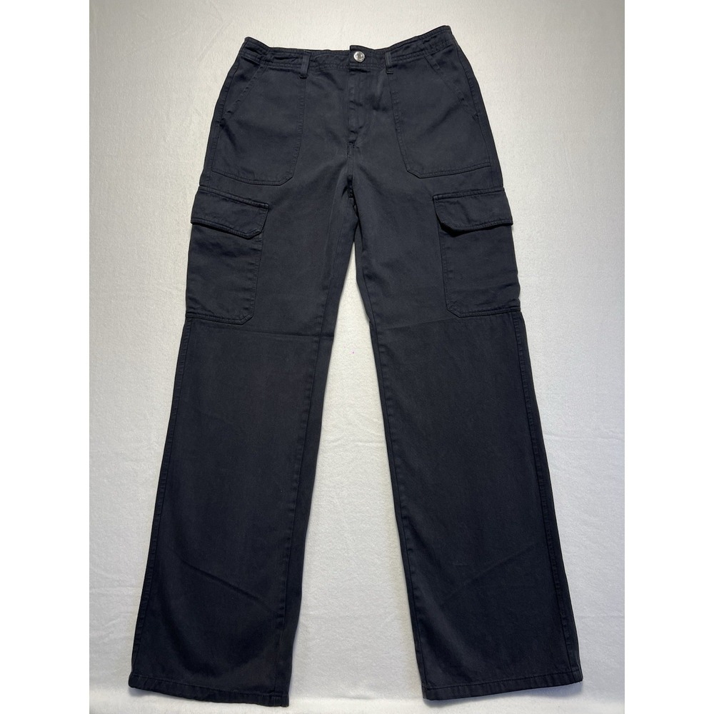 Zara Blue Cargo Pants Size 8 Straight Leg High Rise Women's 31 Inseam‎